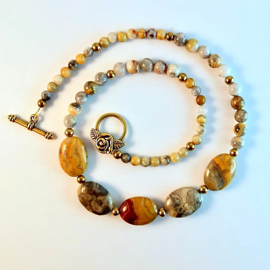 Crazy Lace Agate Necklace - Handmade In Devon
