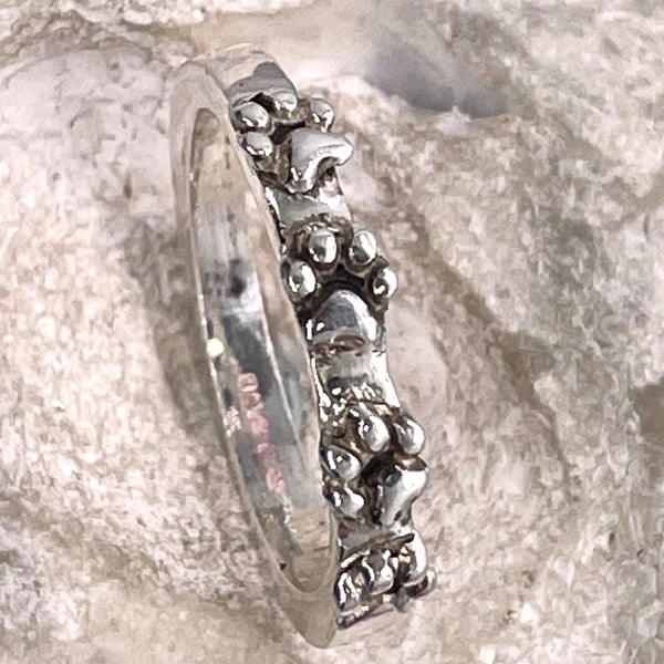 Paw print silver ring