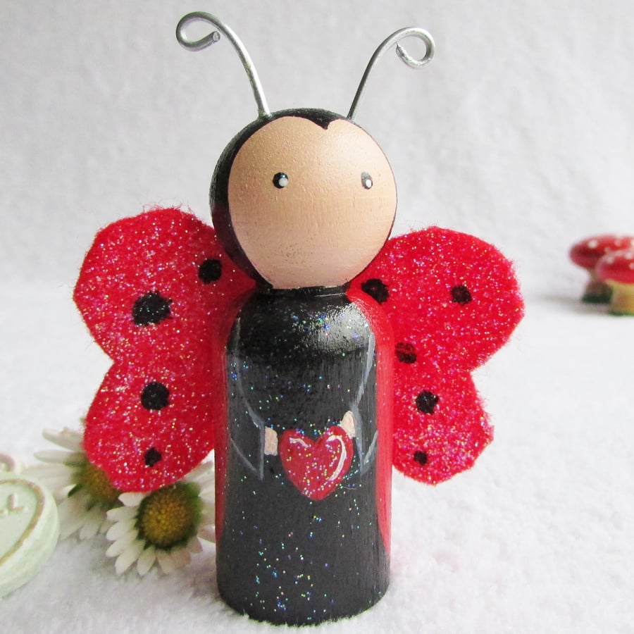 Peg Doll Love Bug Ladybird Peg Doll