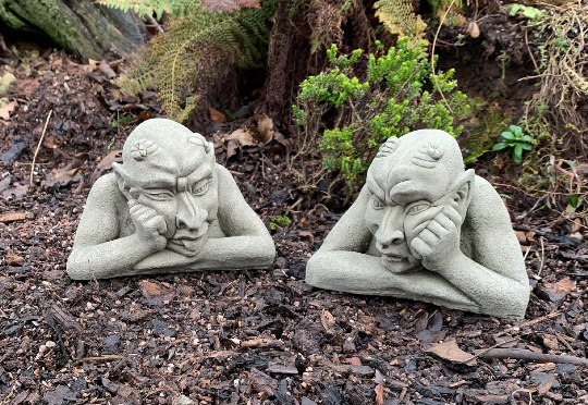 Bill and Ted the Gargoyles Stone Garden Ornaments