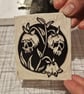 Lily of the Valley Skull Hand Printed Sticker - Image 6
