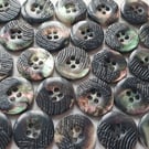 18 mm,  11 16", 28 Ligne REVERSIBLE polyester horn Grey mix Buttons x 5 Buttons