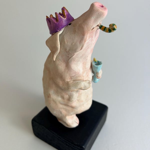 Unique and quirky Hand built ceramic party pig. One of a kind.