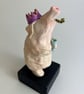 Unique and quirky Hand built ceramic party pig. One of a kind.