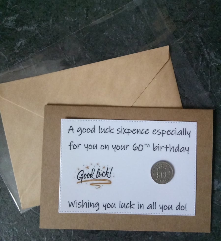 60th Birthday Lucky Sixpence Gift Card