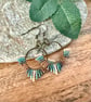Small bohemian beadwork hoop fringe earrings in blue and bronze - Image 1