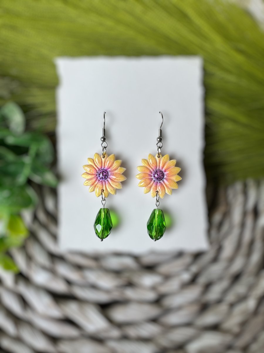 African Daisy Polymer clay Earrings