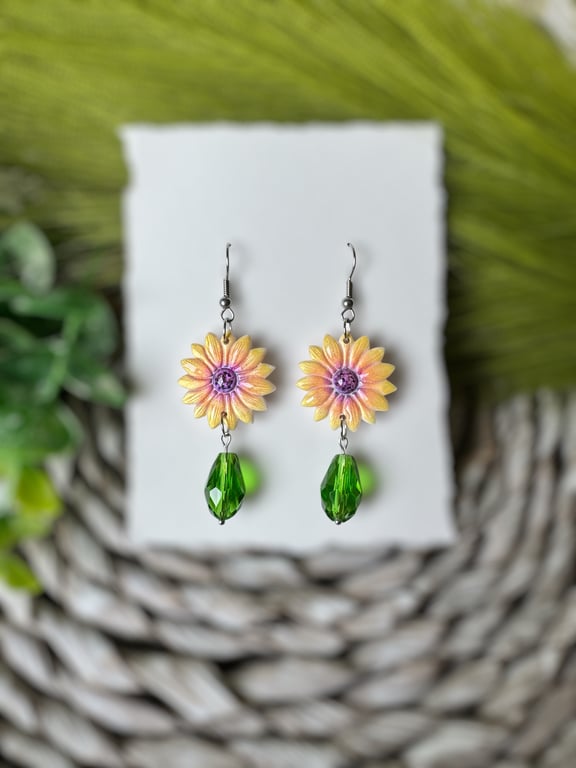 African Daisy Polymer clay Earrings