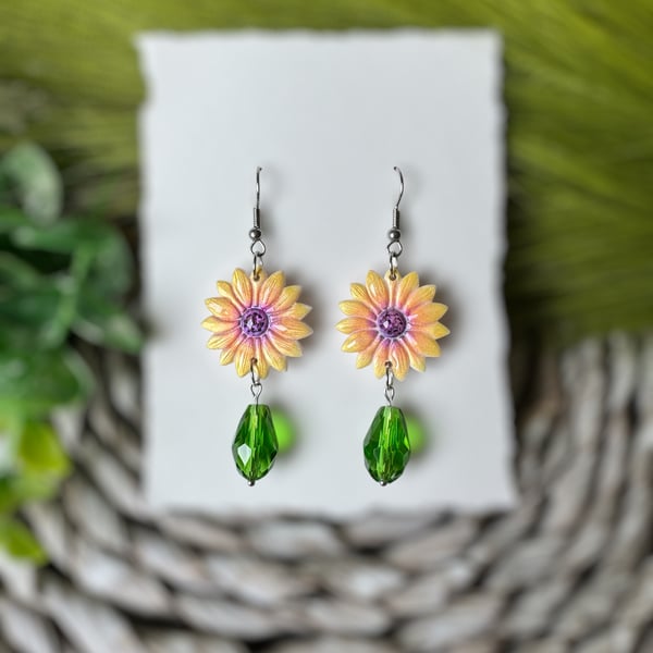 African Daisy Polymer clay Earrings