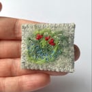 Wildflower wool felt textile brooch embroidered and needlefelted 