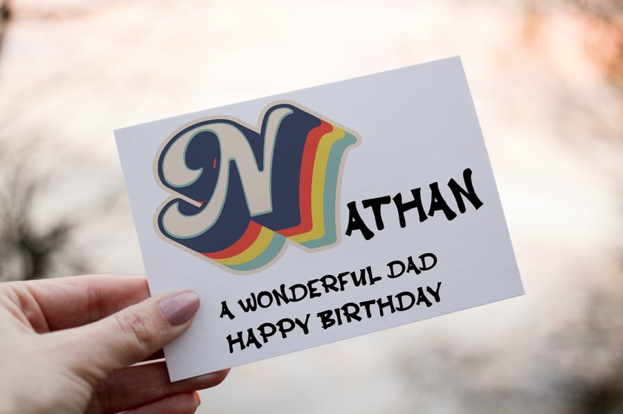 Retro Dad Birthday Card, Card for Dad, Wonderful Dad Birthday Card, Dad Card