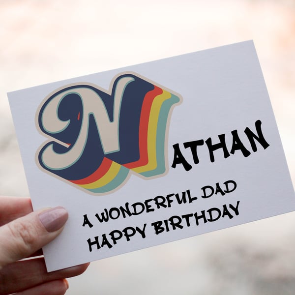 Retro Dad Birthday Card, Card for Dad, Wonderful Dad Birthday Card, Dad Card