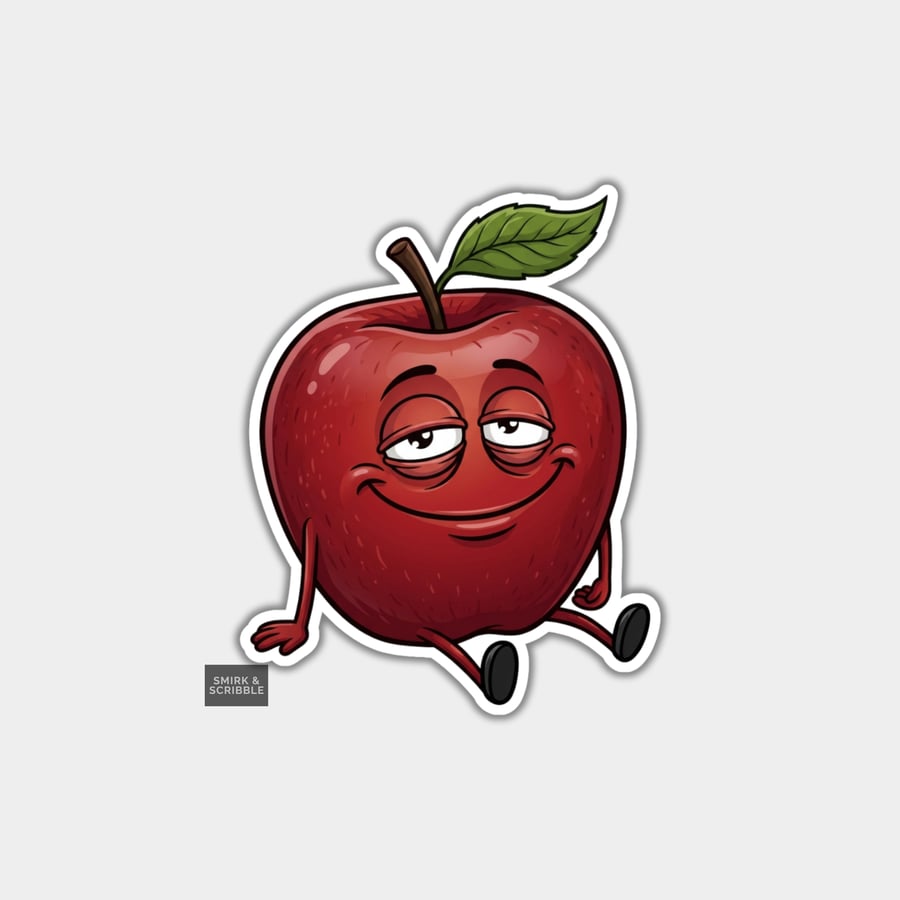 Funny Vinyl Die Cut Sticker For Adults - Cute Red Apple Fruit 