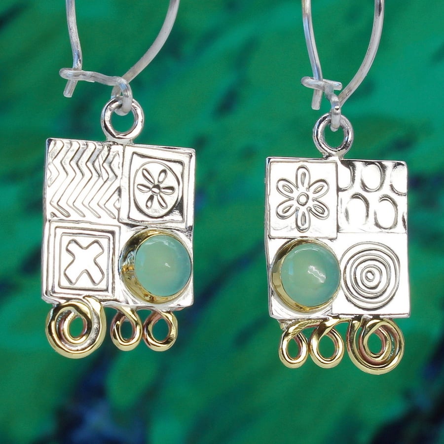 Aqua Chalcedony contemporary handmade earrings. choice of stones. Matching S.