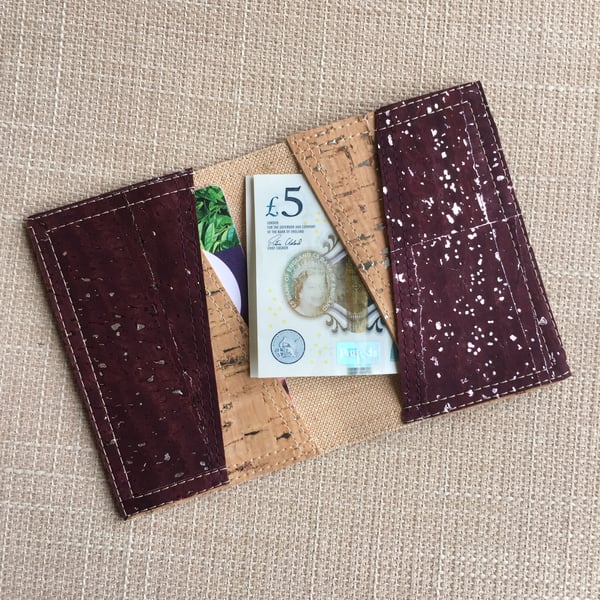 Cardholder, cork leather, purple & natural 