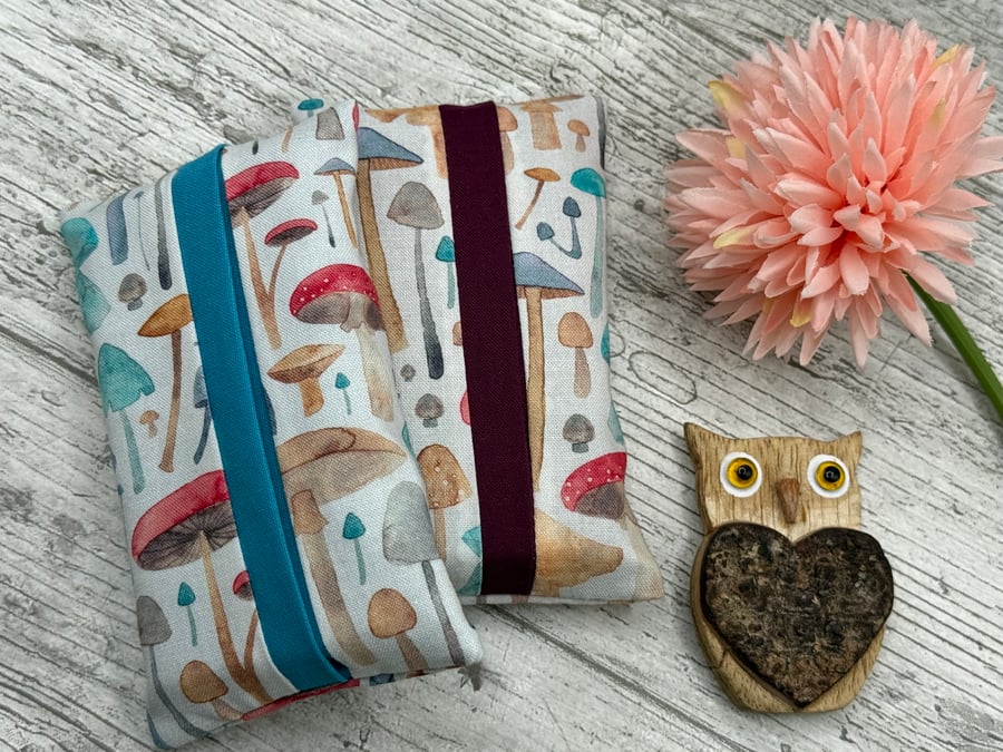 Mushroom Themed Fabric Pocket Tissue Holder - Travel Tissue Case - Reusable