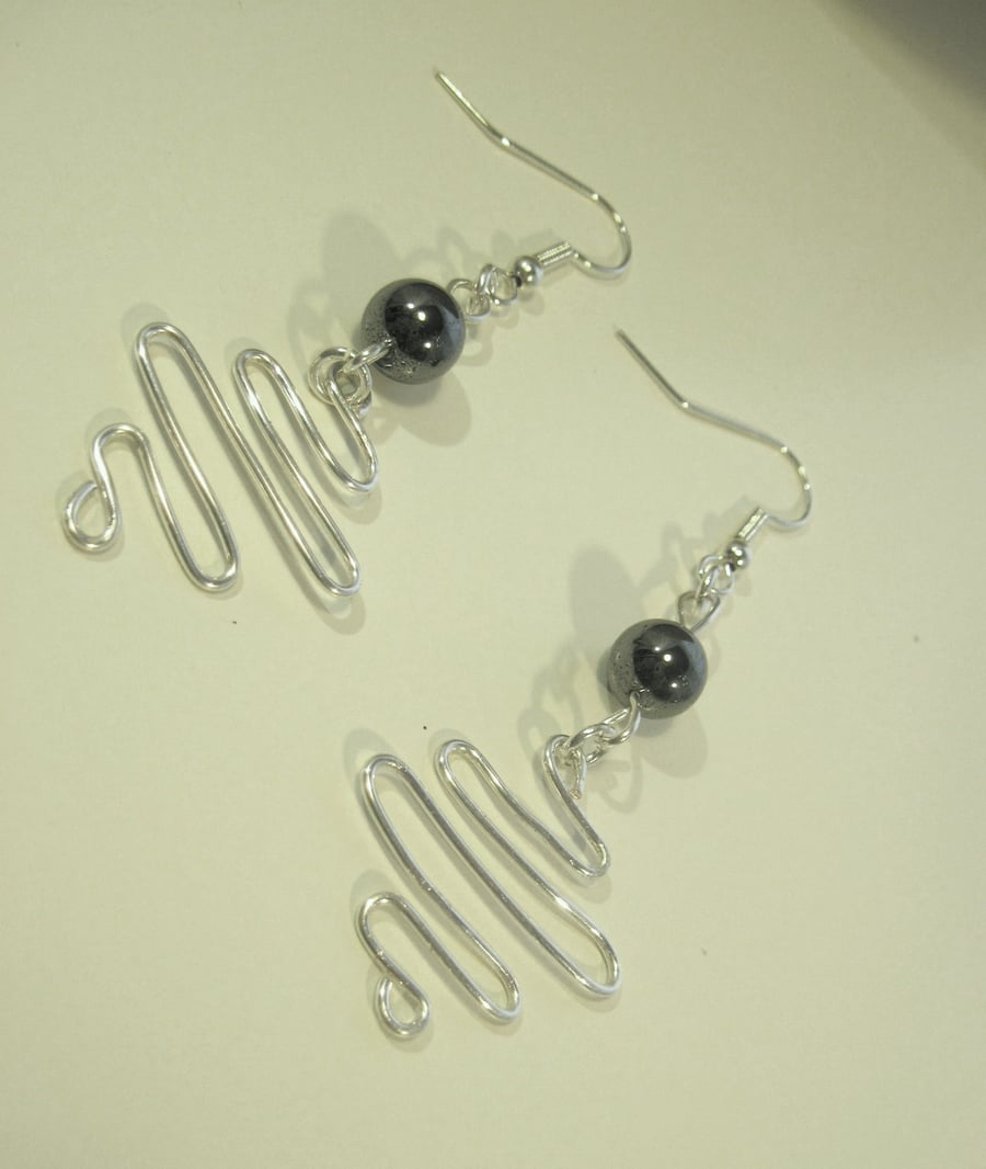 Wire formed Silver plated earrings