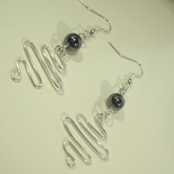 Wire formed Silver plated earrings