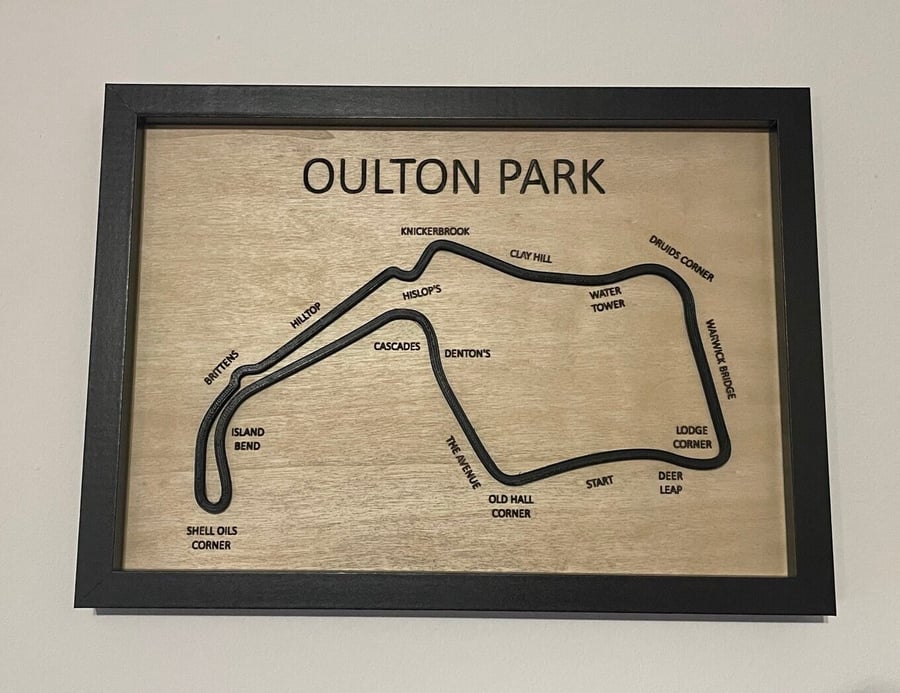 Oulton Park Race Circuit Fan Art Framed 3d With Corner & Straight Names A4 OR A5