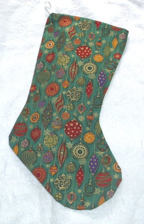 Multi coloured baubles Christmas stocking