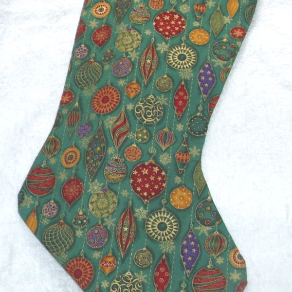 Multi coloured baubles Christmas stocking