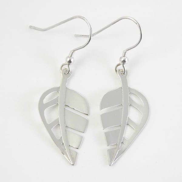 Leaf Drop Earrings, Handmade Silver Wildlfie Jewellery, Nature Gift for Her