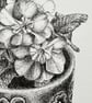Potted plant original black ink drawing  - Image 5