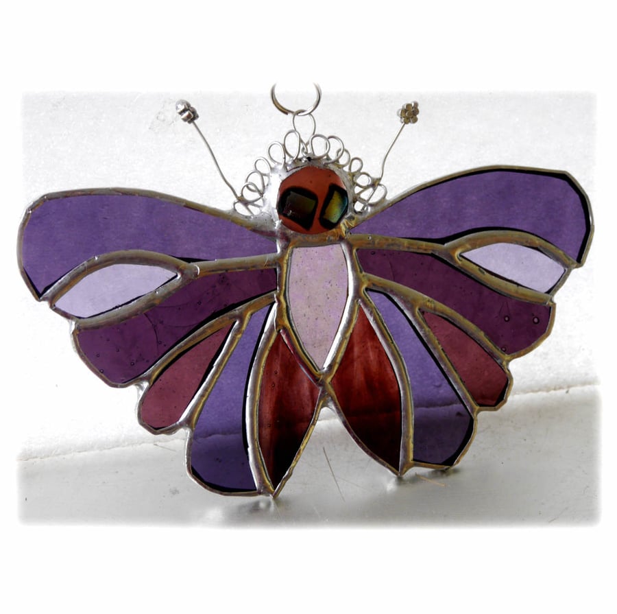 Purple Butterfly Suncatcher Stained Glass Handmade 101