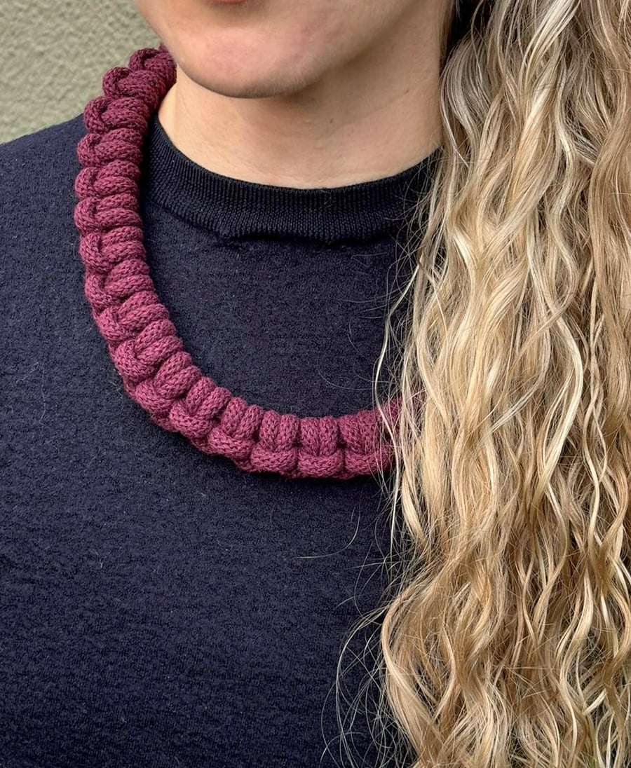 Textile Knotted Statement Necklace (The skinny Bowden necklace)