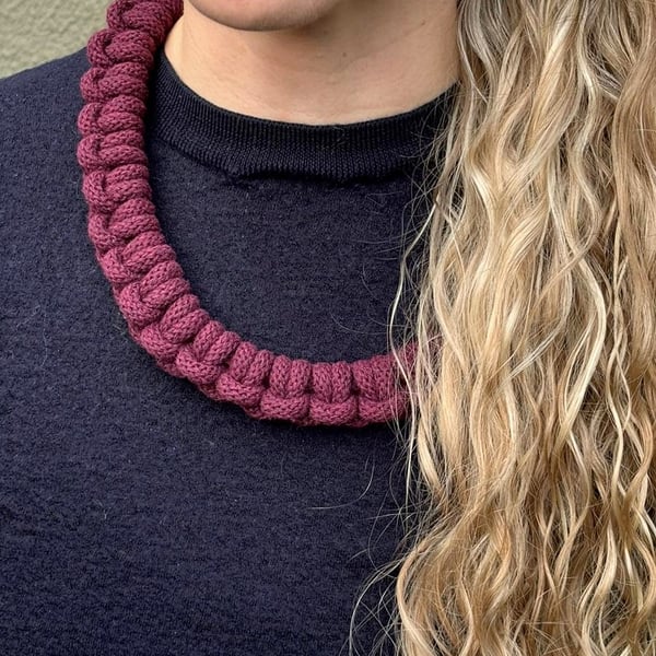 Textile Knotted Statement Necklace (The skinny Bowden necklace)