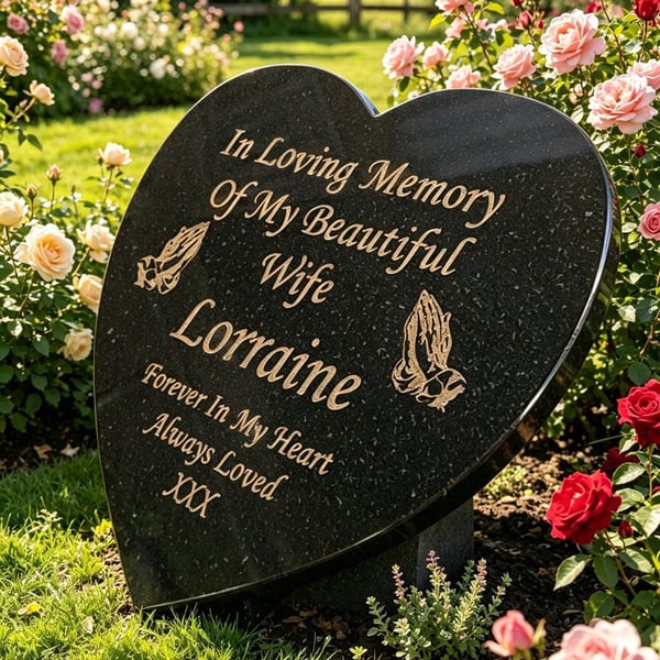 HEART GRAVE PLAQUE GRAVE MARKER HEART MEMORIAL Cemetery stone Gravestone 