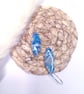 Marbled blue, white and silver earrings - Image 4
