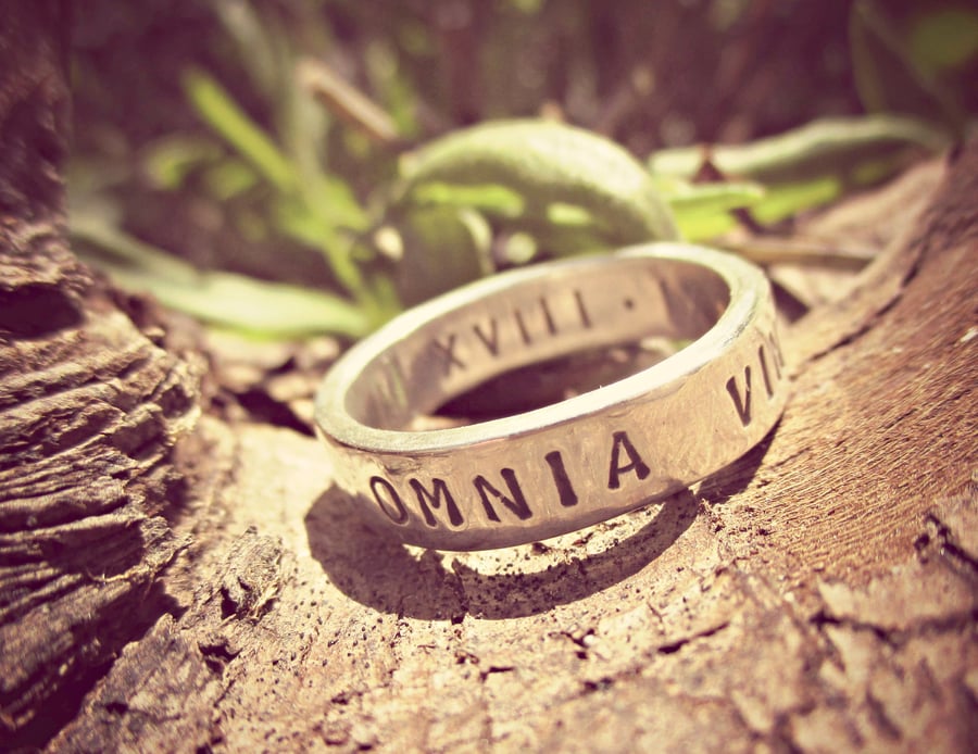 RIGHT TIME, RIGHT PLACE - Sterling Silver ring stamped with your important date 