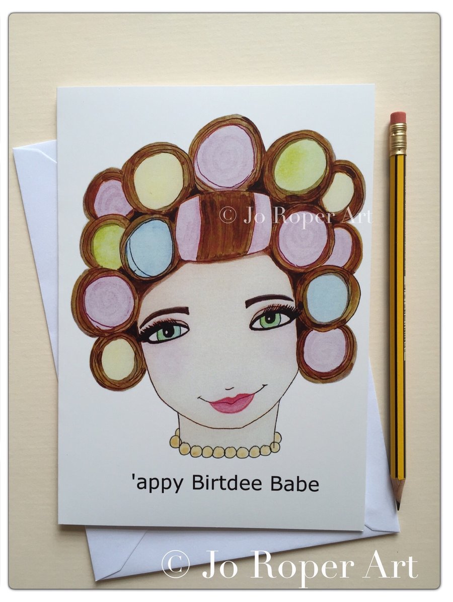 Funny Scouse greetings card Liverpool Rollers girl by Jo Roper