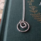 Silver hoop pendant with molten silver charm - recycled silver OOAK