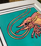 Big Shrimp - Seaside Painted Lino Print - Sealife - Seafood - Painting - Image 5