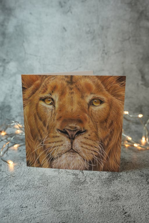 Fearless Lion Blank Greetings Card Printed from Original Art