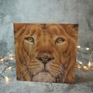 Fearless Lion Blank Greetings Card Printed from Original Art