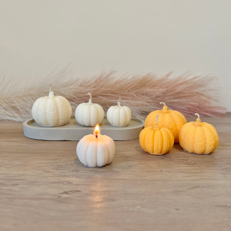 Pumpkin shaped candles - Set of 3 Halloween Gifts -  Autumnal Home Decor 