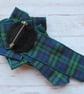 Black Watch Tartan Ruffle Rosette and Leaf Scroll Button Brooch Pin  - Image 5