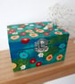 Teal Floral Hand painted Box, Wildflowers Pattern, Storage for Jewellery  - Image 3