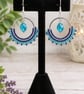 Handmade Blue & Turquoise Beaded Hoop Earrings, boho jewellery , gift for her  - Image 2