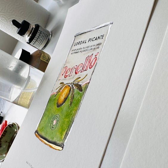 Hand Finished Watercolour Art Print - Gordal Picante Olives 