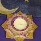 Small Lotus Flower Coffee and Purple Tealight Holder - Handmade Stonecast