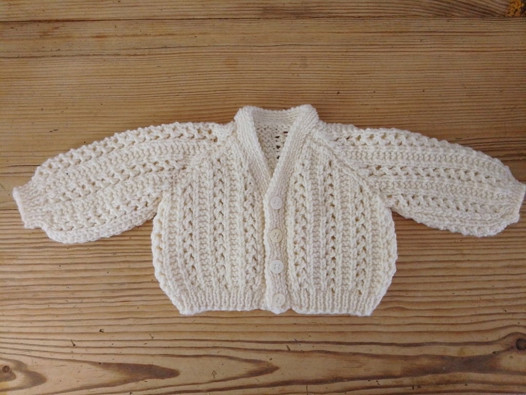 baby cardigan handmade for age 0-3 months.