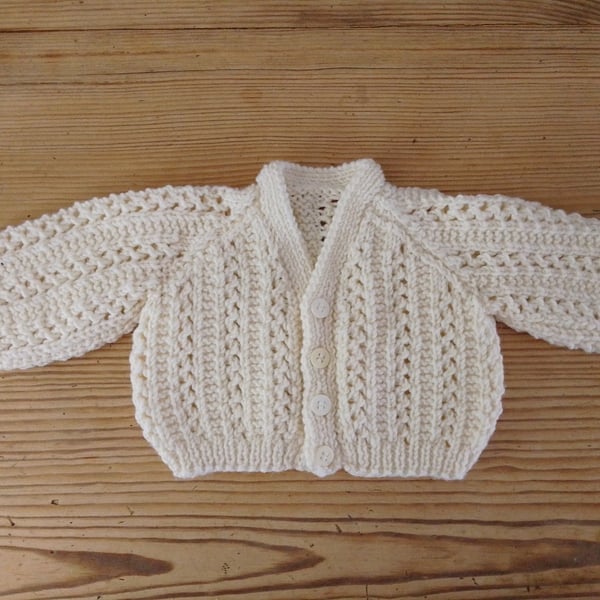 baby cardigan handmade for age 0-3 months.