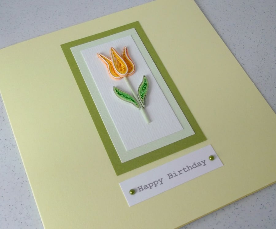 Quilled birthday card, handmade, quilling