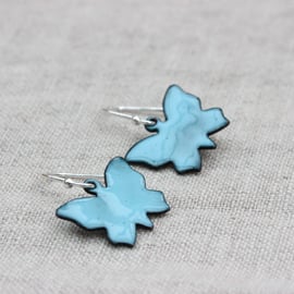 Pale blue enamel butterfly earrings