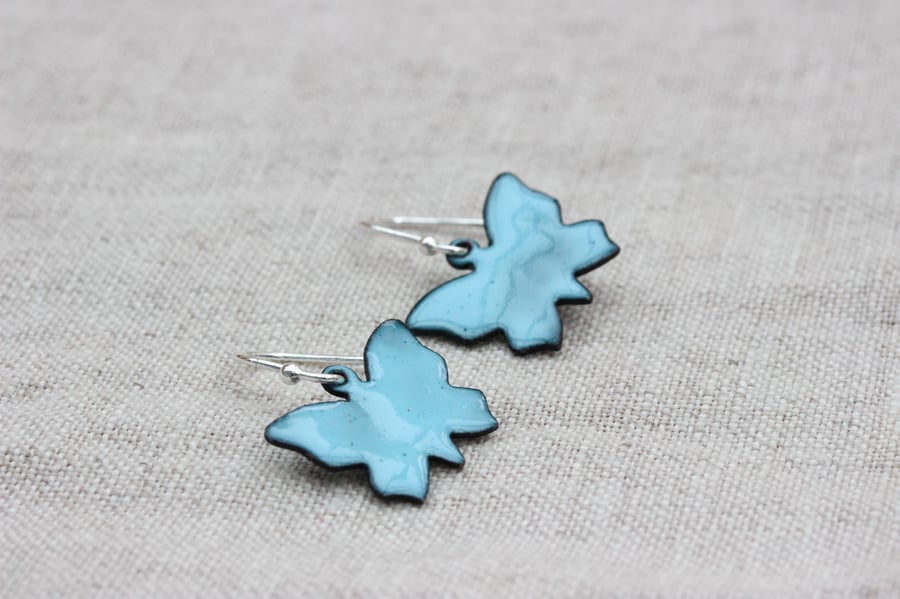 Pale blue enamel butterfly earrings