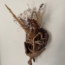 Wall Mounted Wood Vase for Dried Flowers, Handmade Rustic Wall Decor